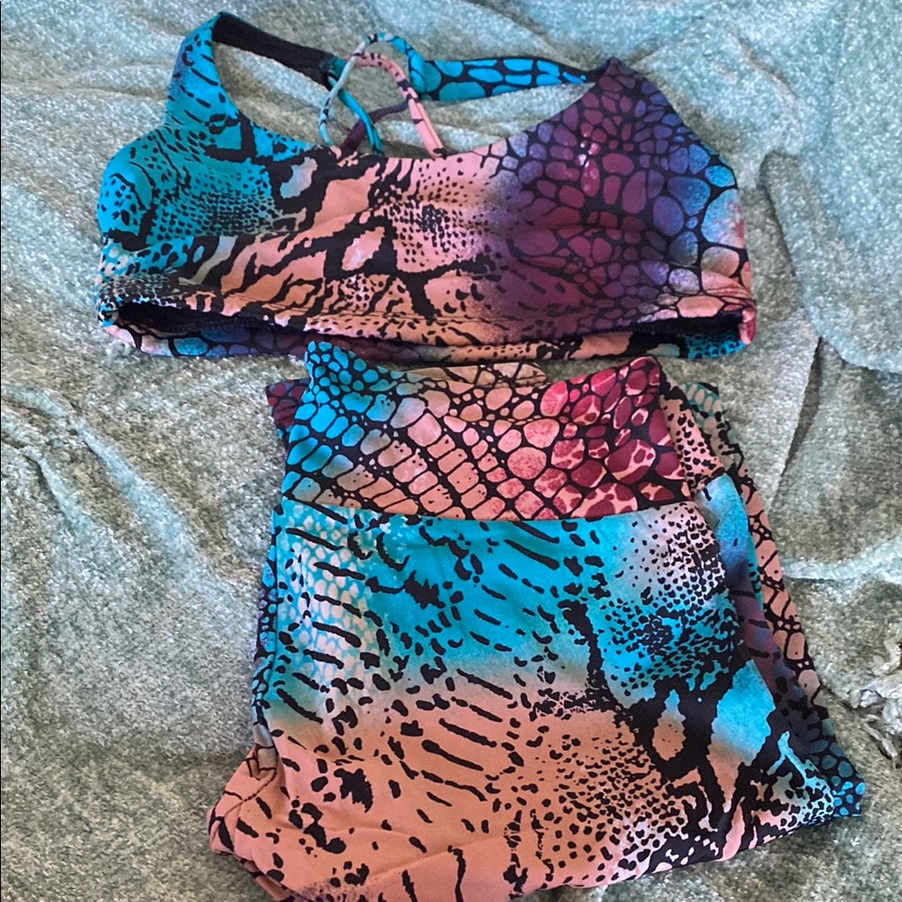 Colorful Snake Print pant and sport bra Set
